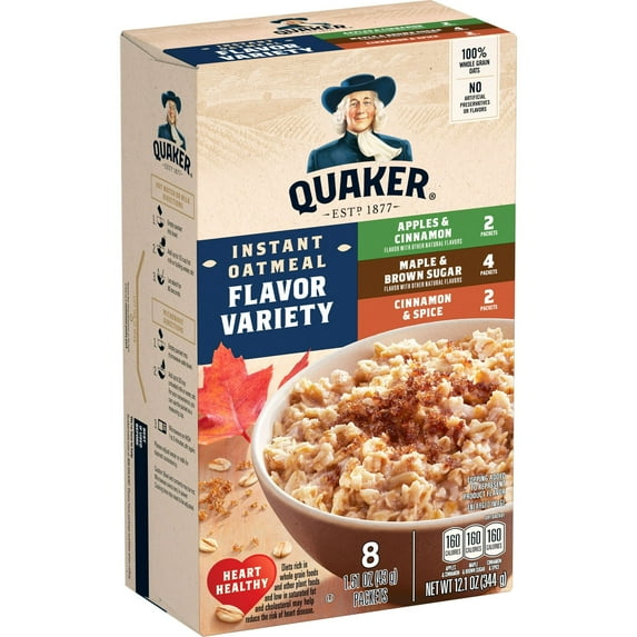 Quaker Instant Oatmeal, Variety, 12.1 oz, 8 Count (Pack of 2)