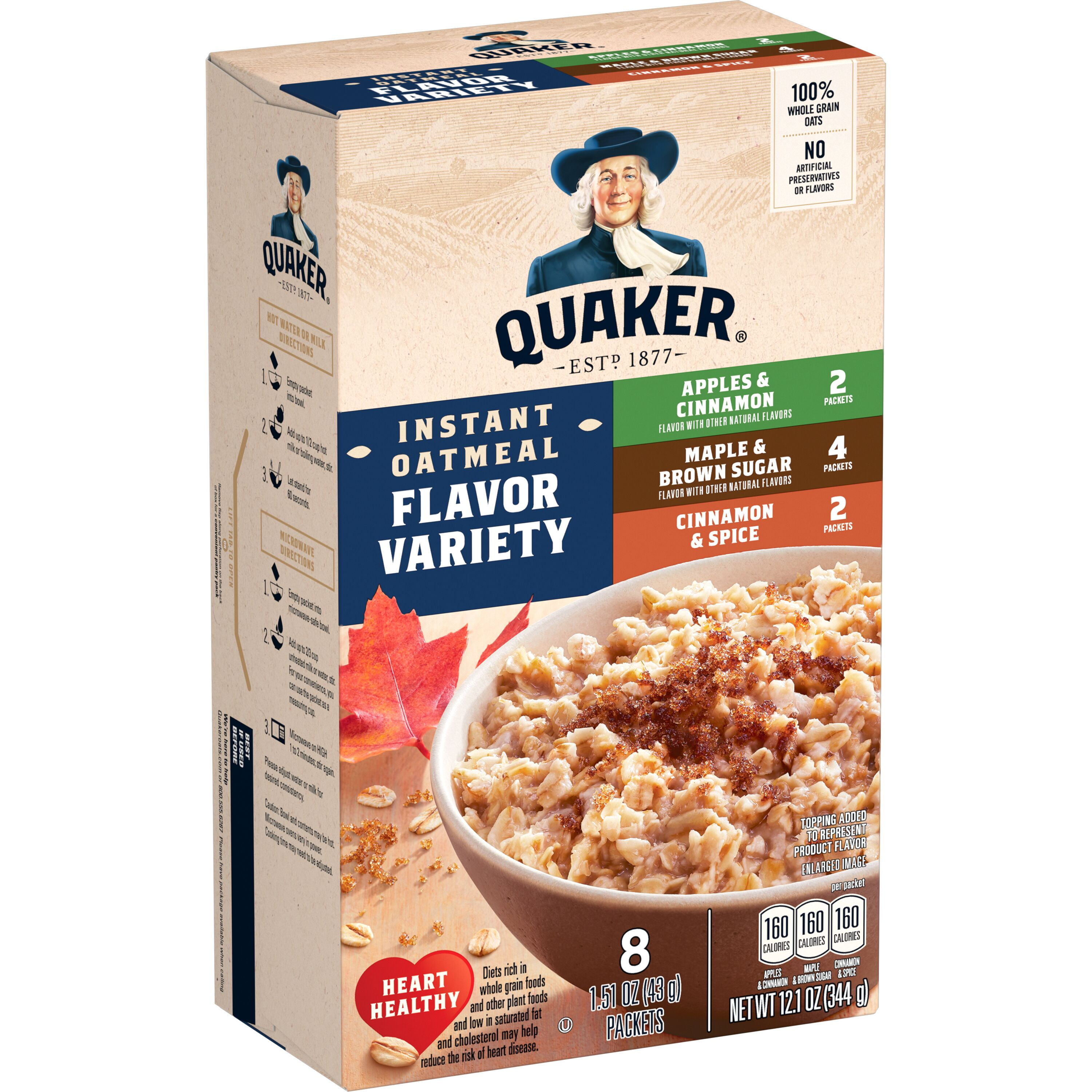 Quaker Instant Oatmeal, Variety, 12.1 oz, 8 Count