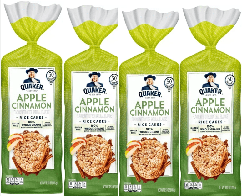 Quaker Large Rice Cake Apple Cinnamon flavor 6.53oz pack of 4