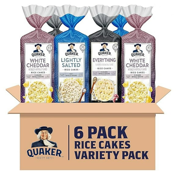Quaker Large Rice Cakes, 3 Flavor Topper Variety Pack, Pack of 6