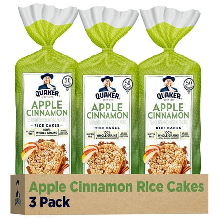 Quaker Large Rice Cakes, CM31 Apple Cinnamon, Pack of 3
