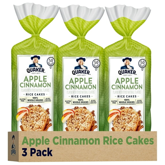 Quaker Large Rice Cakes, CM31 Apple Cinnamon, Pack of 3