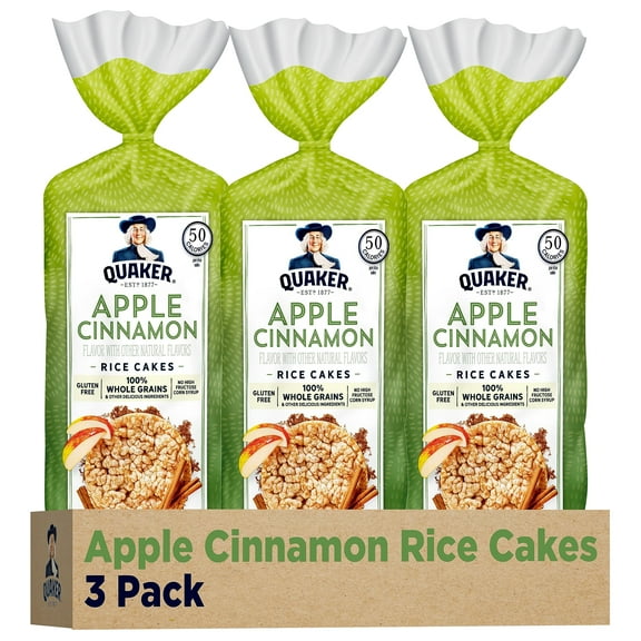Quaker Large Rice Cakes, CM31Apple Cinnamon, Pack of 3