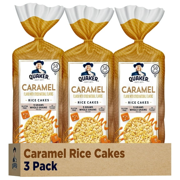 Quaker Large Rice Cakes, Caramel, MDA05&nbsp;Pack of 3