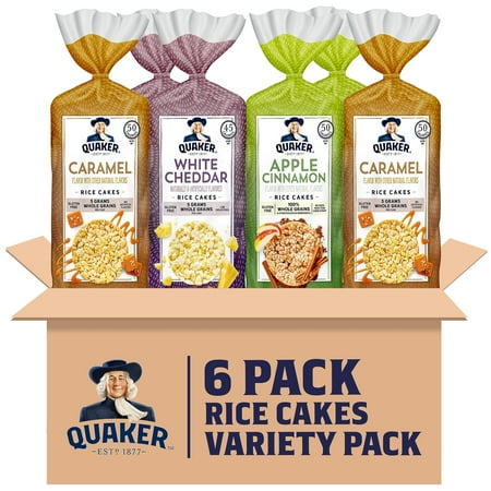 Quaker Large Rice Cakes, MFF30 Gluten Free, 3 Flavor Variety Pack, 6 Count
