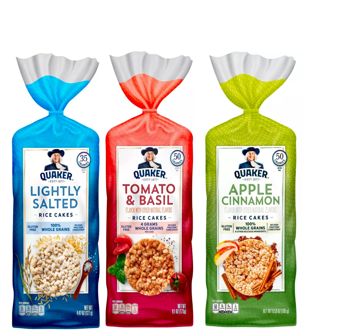 Quaker Large Rice Cakes, Lightly Salted, Tomato&Basil and Apple