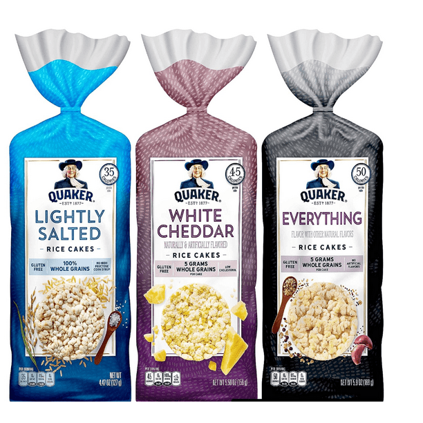 Quaker Large Rice Cakes, Lightly Salted, White Cheddar and Everything 3 ...