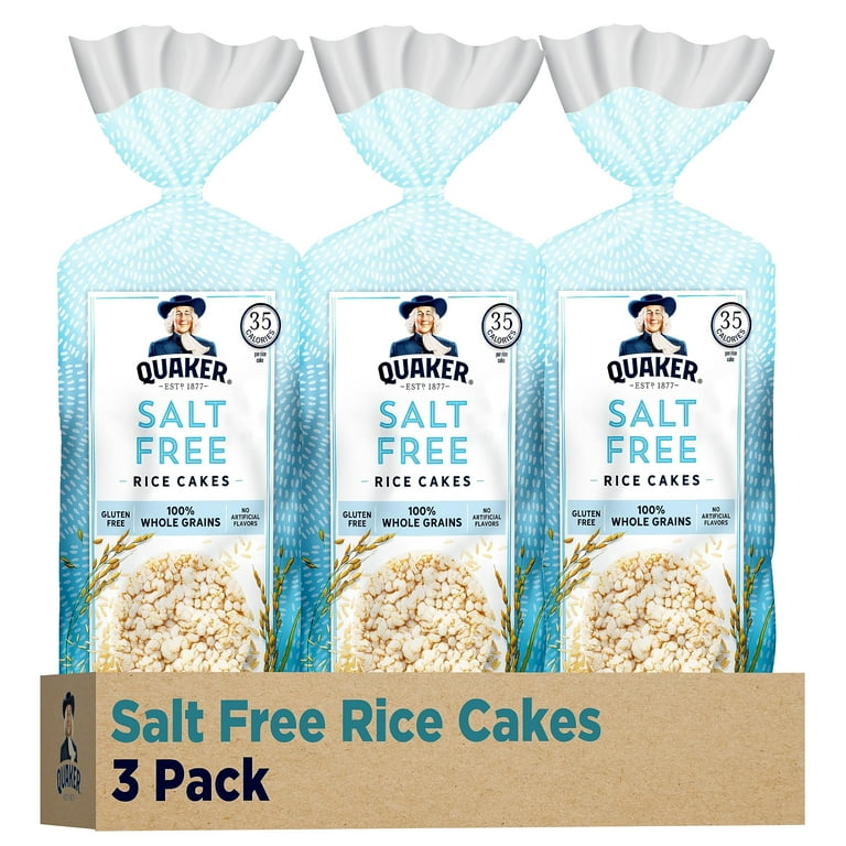 Quaker Large Salt Free Rice Cakes, Pack of 3, 8.53 Ounce