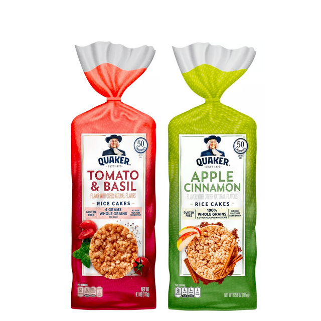 Quaker Large Rice Cakes, Tomato&Basil and Apple Cinnamon 2 Flavor Variety Pack