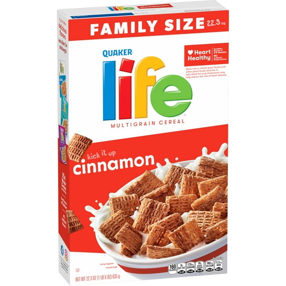 Quaker Life Breakfast Cereal, Cinnamon, 22.3oz Box