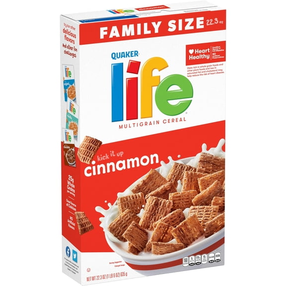 Quaker Life Breakfast Cereal, Cinnamon, 22.3oz (Pack 4)