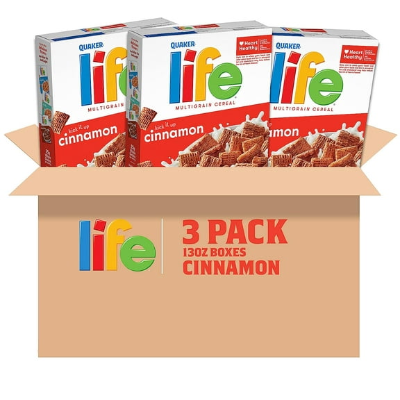 Quaker Life Cinnamon Flavored Breakfast Cereal, 13 oz Box, (3 Pack)