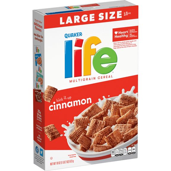 Quaker Life Multigrain Cereal, Cinnamon Breakfast Cereal, 18 oz