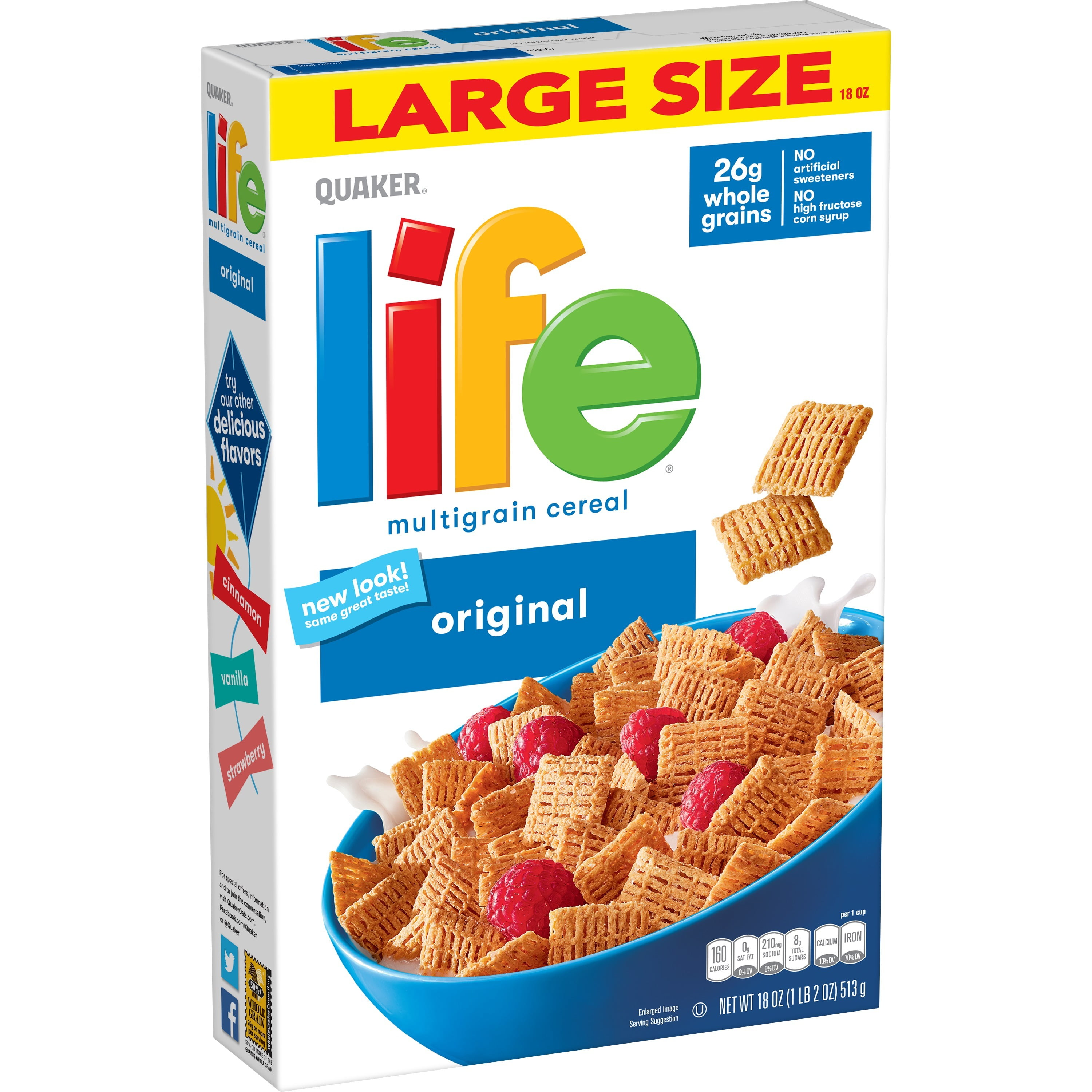 Quaker Life Multigrain Crunchy Cereal, Original, 18 oz Box