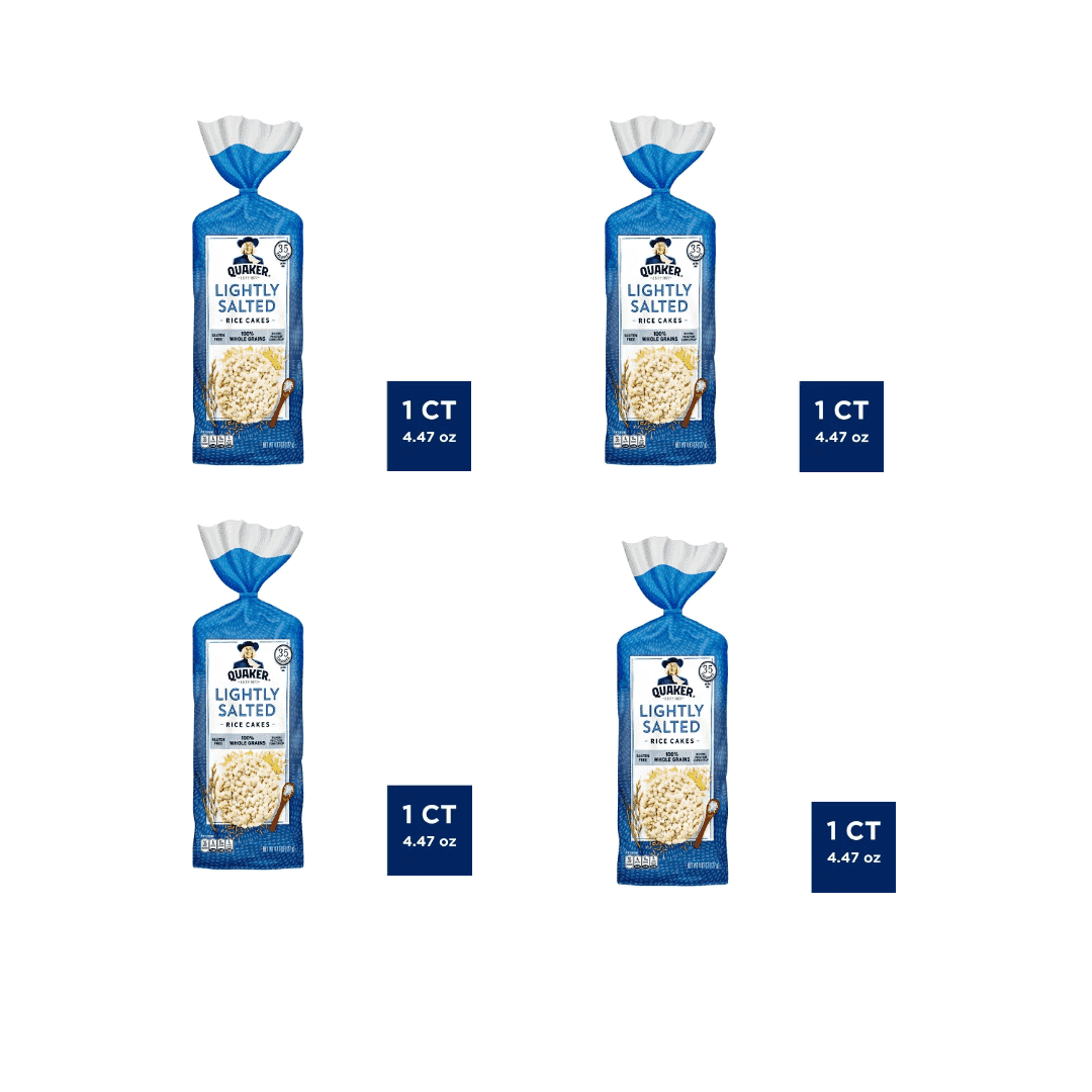 Quaker Lightly Salted Gluten Free Large Rice Cakes - 4.47oz (Pack of 4) Low calorie rice cakes and Low fat gluten