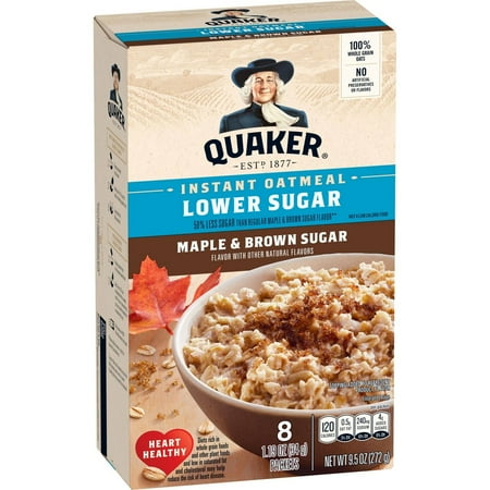 Quaker Lower Sugar Instant Oatmeal Maple Brown Sugar 1.19 oz Packets (Pack of 2)