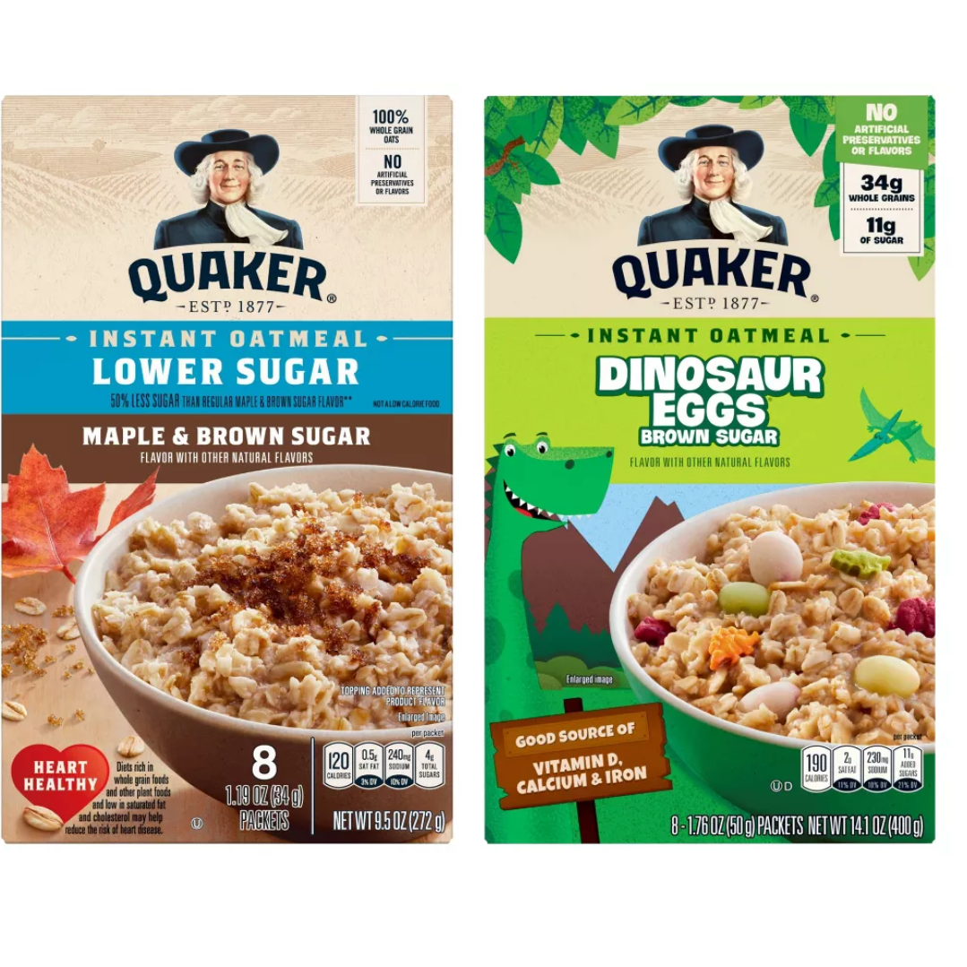 Quaker Low Sugar Instant Oatmeal Maple Brown Sugar (9.5oz/8ct) + Quaker ...