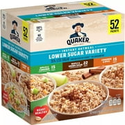 Quaker Lower Sugar Instant Oatmeal, Variety Pack 52 Pack.