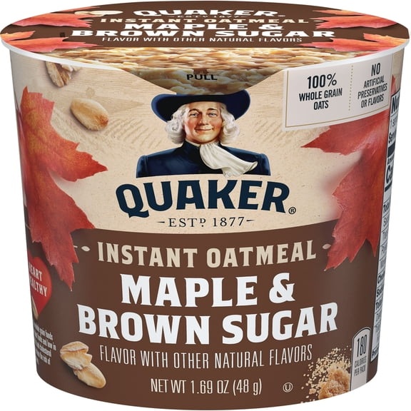 Quaker Maple & Brown Sugar Flavored Instant Oatmeal, 1.69 oz (Pack 8)