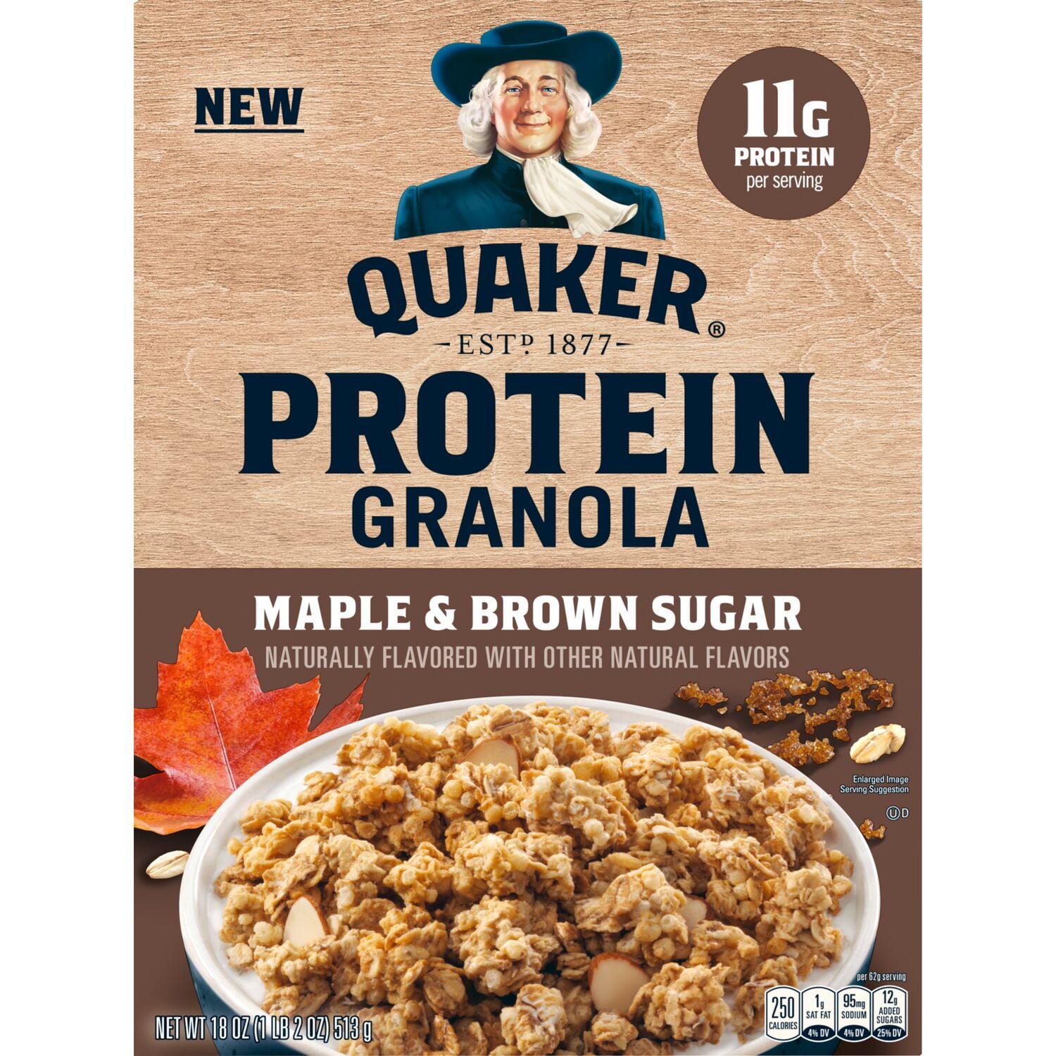Quaker Maple & Brown Sugar flavored Protein Granola, 18 oz