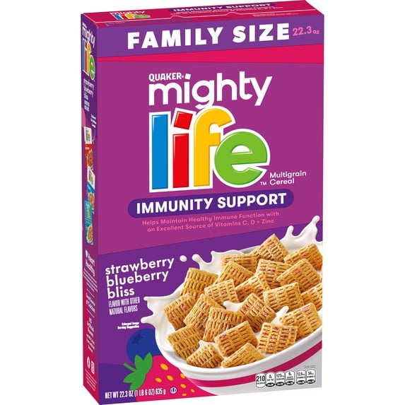 Quaker Mighty Life Cereal Mixed Berry, Family Size 22.3 oz