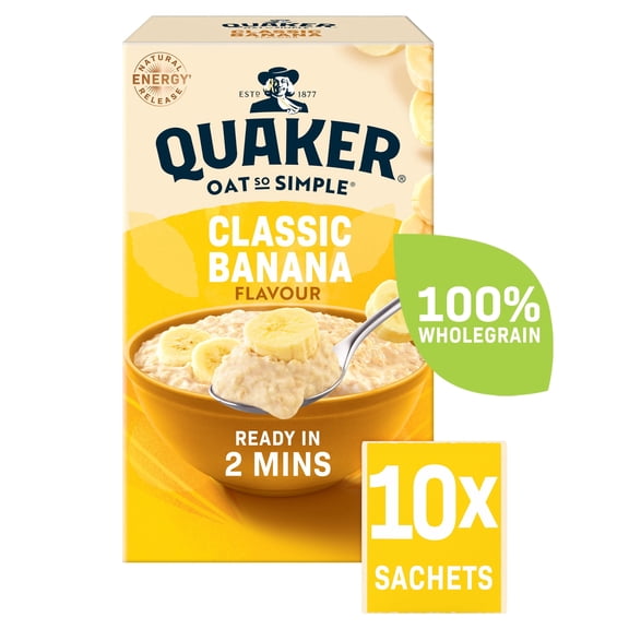 Quaker Oat So Simple Classic Banana Porridge Sachets 10x34.8g, Imported from Britain