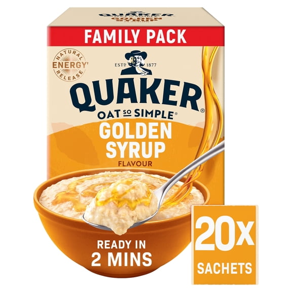Quaker Oat So Simple Golden Syrup Porridge Sachets 20x36g, Imported from Britain