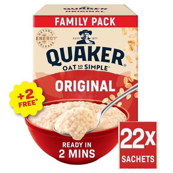Quaker Oat So Simple Original Big Pack Porridge Sachets 22x27g, Imported from Britain