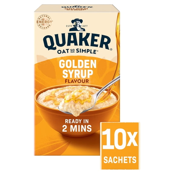 Quaker Oat So Simple Porridge Sachets - Golden Syrup 10x36g, Imported from Britain