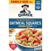 Quaker Oatmeal Squares Crunchy Oat Cereal Brown Sugar, 21 oz Paperbox