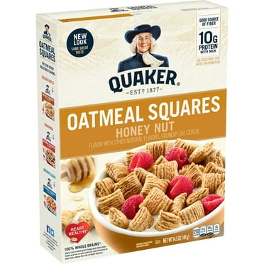 Quaker Oatmeal Squares Honey Nut Cereal 14.5 oz. Box