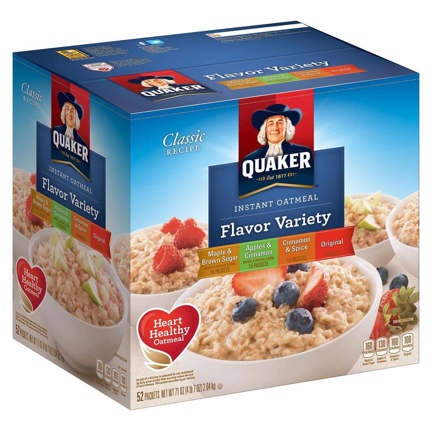 Quaker Oatmeal Variety 1.51 Oz. 52/Box (220-00482)
