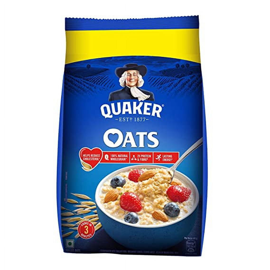 Quaker Oats 1kg, Rolled Oats Natural Wholegrain, Nutritious Breakfast  Cereals, Dalia Porridge, Easy to Cook 