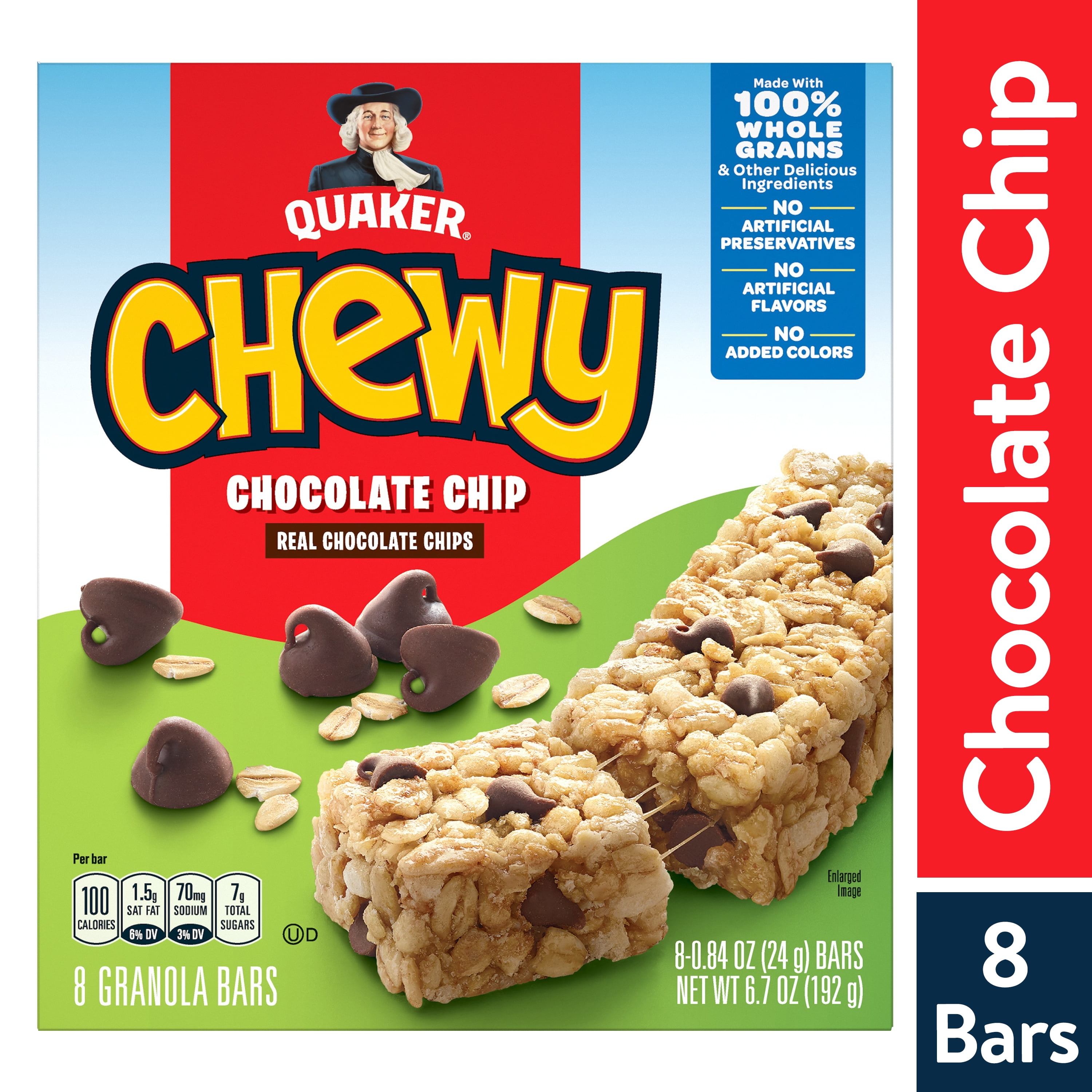 Quaker Oats Chocolate Chip Chewy Granola Bars Individually Wrapped