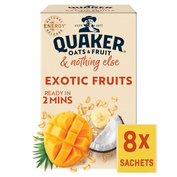 Quaker Oats Exotic Fruits & Nothing Else Porridge Sachets 8 x 33g, Imported from Britain