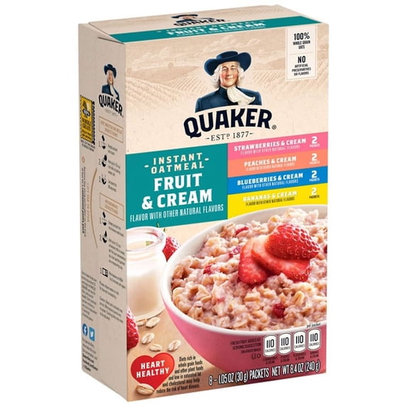 Quaker Fruit & Cream Instant Oatmeal Variety - 8ct/9.8oz - Pack of 2