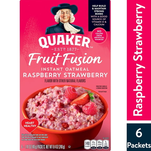 Quaker Instant Oatmeal, Fruit Fusion Raspberry Strawberry, 8.4 oz (Pack 2)