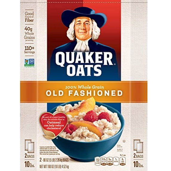 Quaker Oats, Old Fashioned, 2 5 Lb. Bags, 100+ Servings 10-Lb