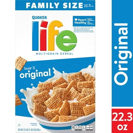 Quaker Original Life Multigrain Crispy & Crunchy Cereal, Family Size (22.3 oz)pack of 2