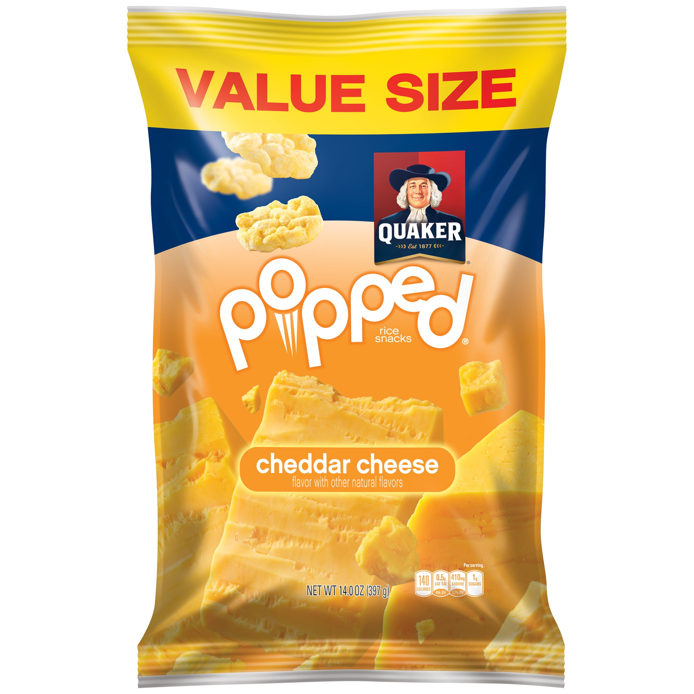 Quaker Popped Cheddar Cheese Rice Snacks, 14 Oz.