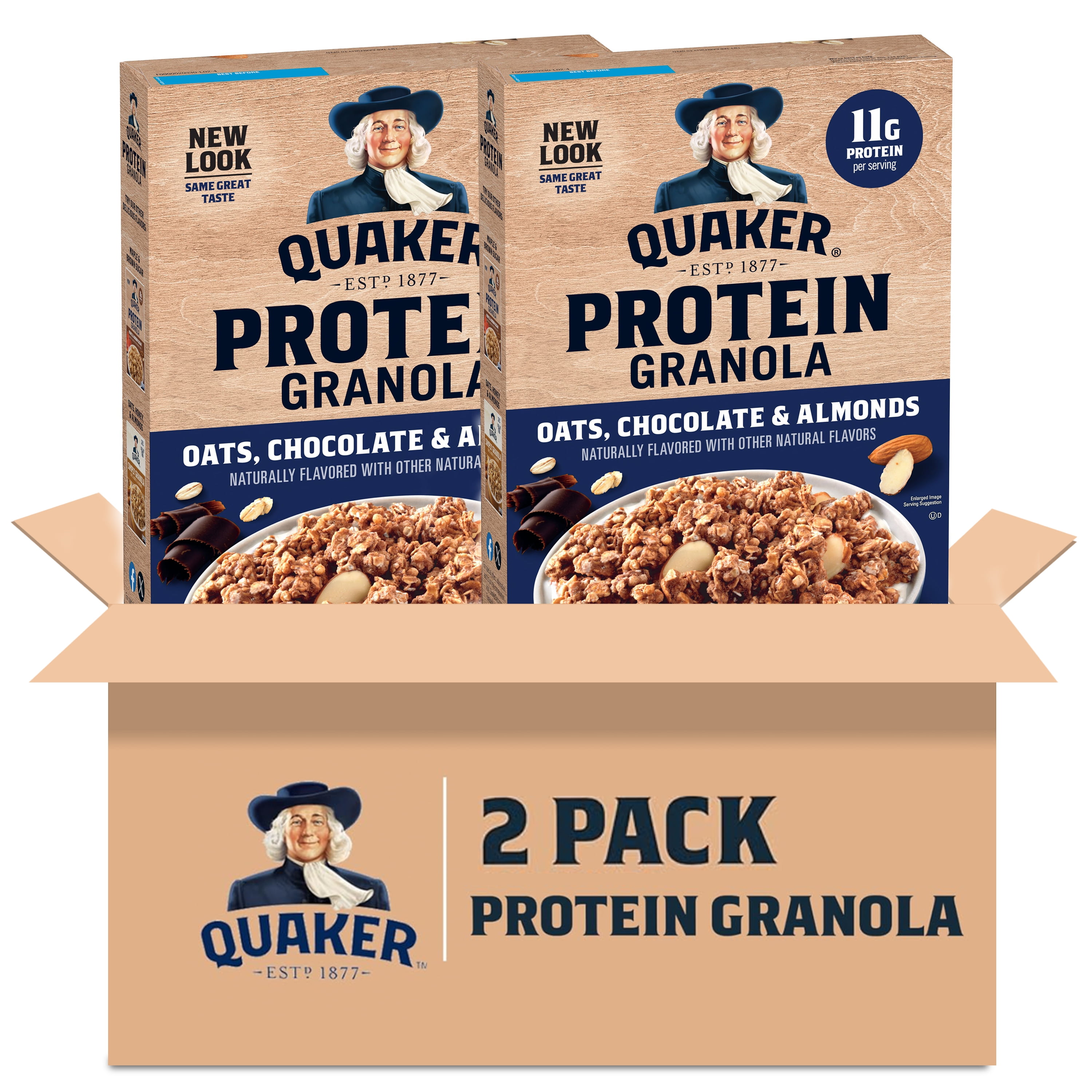 Quaker Protein Granola, Oats Chocolate, & Almonds Flavor, 24.1 oz Box