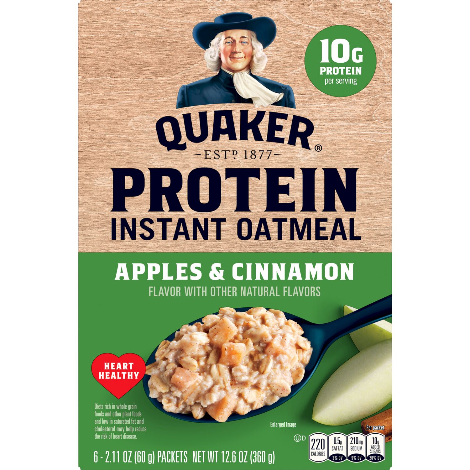 Quaker Instant Oatmeal, Apples & Cinnamon, Individual Packets, 48 Ct