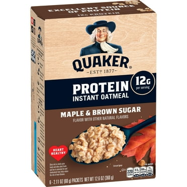 Quaker, Protein Instant Oatmeal, Maple & Brown Sugar, 2.11 oz, 6 Packets