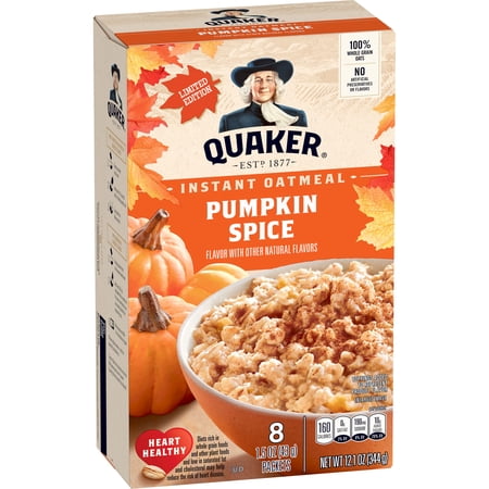 Quaker Pumpkin Spice Instant Oatmeal, 1.51 oz Packets, 8 Count