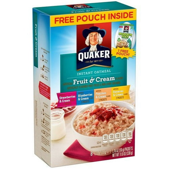 Quaker Quaker Fruit & Cream Instant Oatmeal Variety Pack, 1.23 oz, 8 count