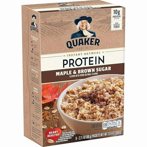 Quaker Quaker Instant Oatmeal, Protein Maple Brown Sugar, 6 Count