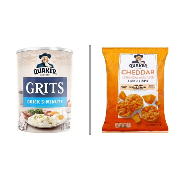 Quaker Quick 5-Minute Grits 24 oz & Quaker Cheddar Rice Crisps 6.06 oz