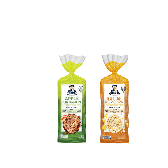 Quaker Rice Cakes Variety Bundle - Pack Of 2 Flavors,APPLE CINAMON,BUTTER POPCORN ..