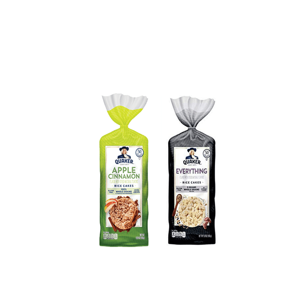 Quaker Rice Cakes Variety Bundle - Pack Of 2 Flavors,APPLE CINAMON,EVERYTHING RICE CAKE ..