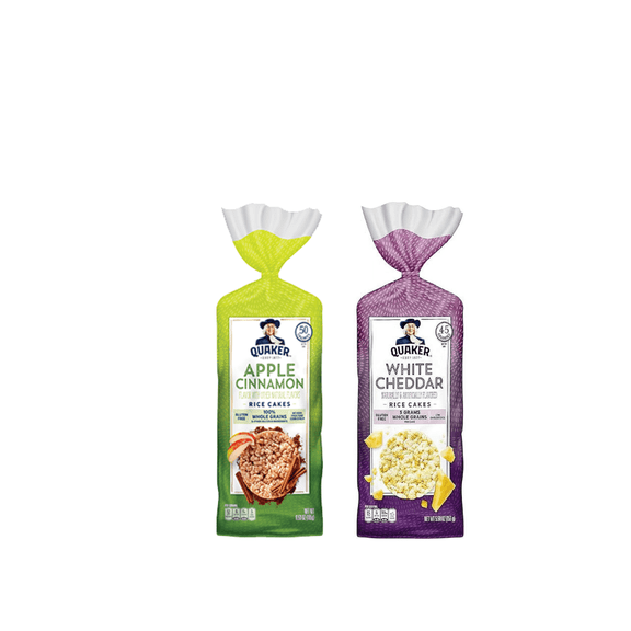Quaker Rice Cakes Variety Bundle - Pack Of 2 Flavors,APPLE CINAMON,WHITE CHEDDAR RICE CAKE ..